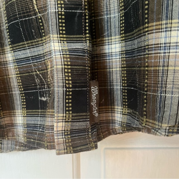 Wrangler Retro factory bleached Western Wear plaid pearl snap button shi… - Picture 7 of 9